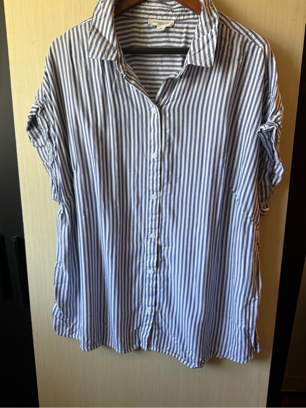 Striped Blue & White Button-Front Women's Shirt - Lightweight Casual Top